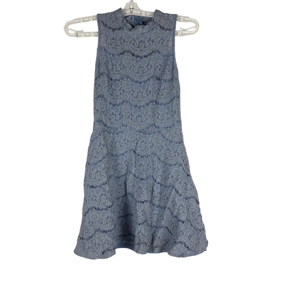 Francesca's Blue Lace Sleeveless Dress Back Zipper Fully Lined Size S